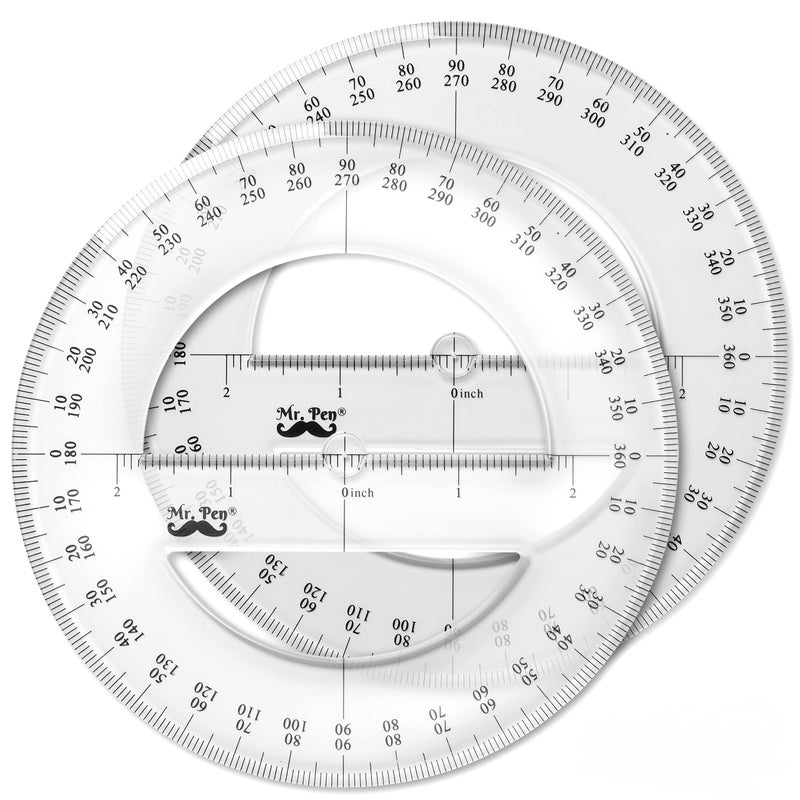 Mr. Pen Mr. Pen- Protractor, Pack of 2, 2Inch, Protactor 360 Degree, Protractor Set, Protractor Ruler, Drafting Tools, Circle Protractor, Protractors Classroom Set, Large Protractor, Math Geometry Set  - Image 1