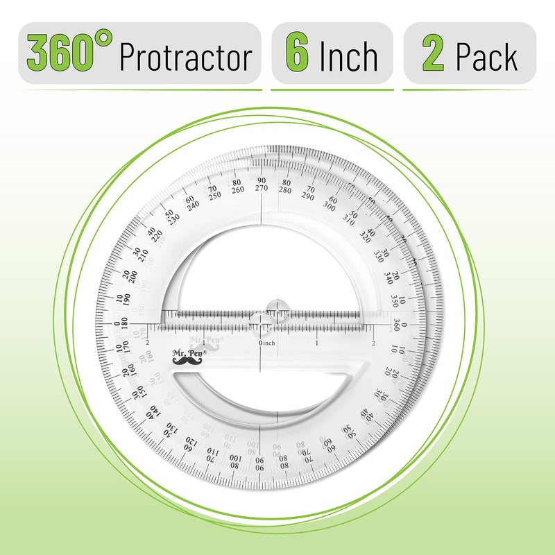 Mr. Pen Mr. Pen- Protractor, Pack of 2, 2Inch, Protactor 360 Degree, Protractor Set, Protractor Ruler, Drafting Tools, Circle Protractor, Protractors Classroom Set, Large Protractor, Math Geometry Set  - Image 2