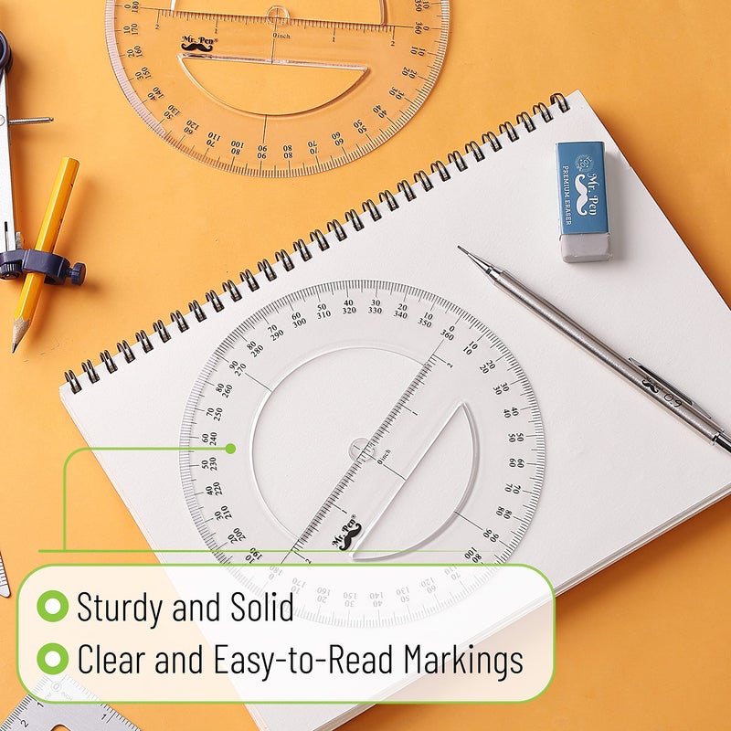 Mr. Pen Mr. Pen- Protractor, Pack of 2, 2Inch, Protactor 360 Degree, Protractor Set, Protractor Ruler, Drafting Tools, Circle Protractor, Protractors Classroom Set, Large Protractor, Math Geometry Set  - Image 4