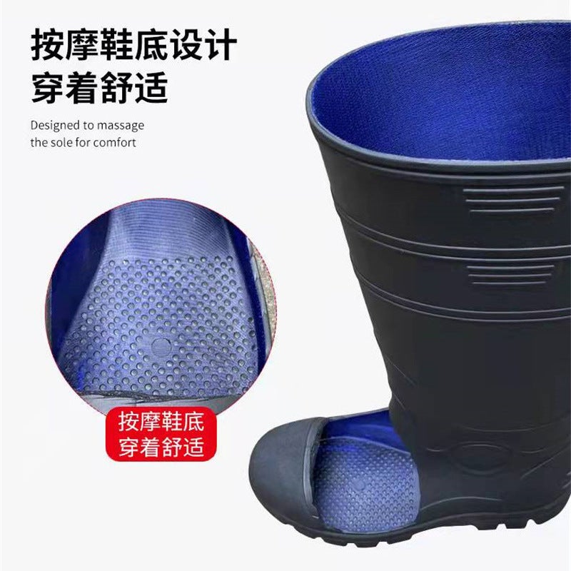 Steel-headed steel-soled industrial labor protection safety rain boots oil-resistant acid and alkali-resistant waterproof anti-smashing anti-puncture water shoes flood control overshoes - Image 5