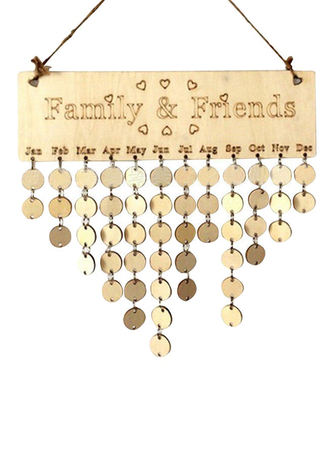 Family And Friends Birthday Reminder Hanging Calendar Beige - Image 1