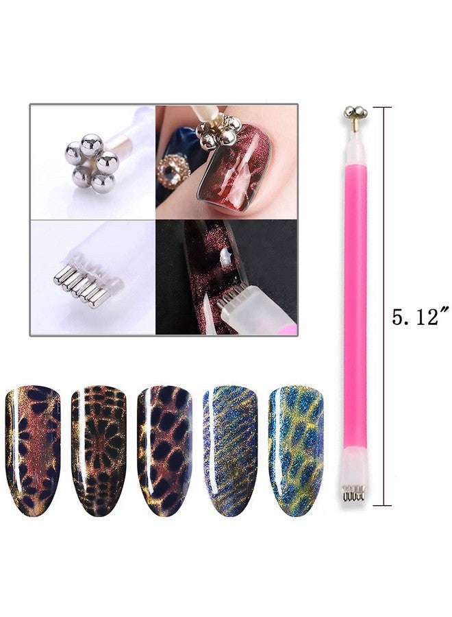 SILPECWEE 6Pcs Nail Art Magnetic Pen Set 3D Cat Eye Design Dualended Magnet Wand Gel Nail Polish Magic Manicure Diy&Salon Tools - Image 2