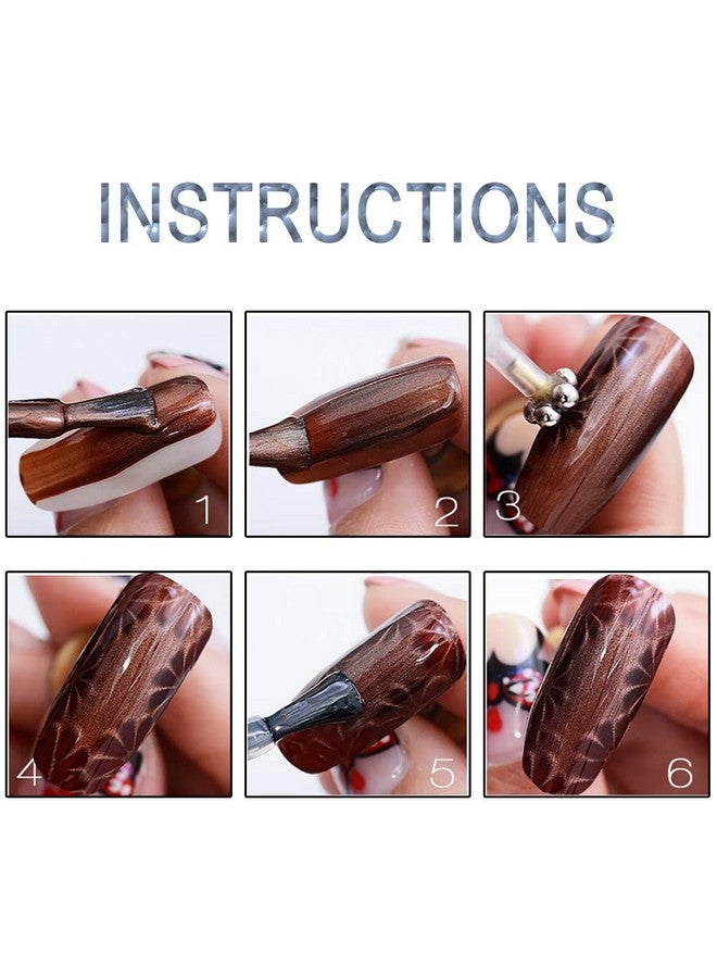 SILPECWEE 6Pcs Nail Art Magnetic Pen Set 3D Cat Eye Design Dualended Magnet Wand Gel Nail Polish Magic Manicure Diy&Salon Tools - Image 3