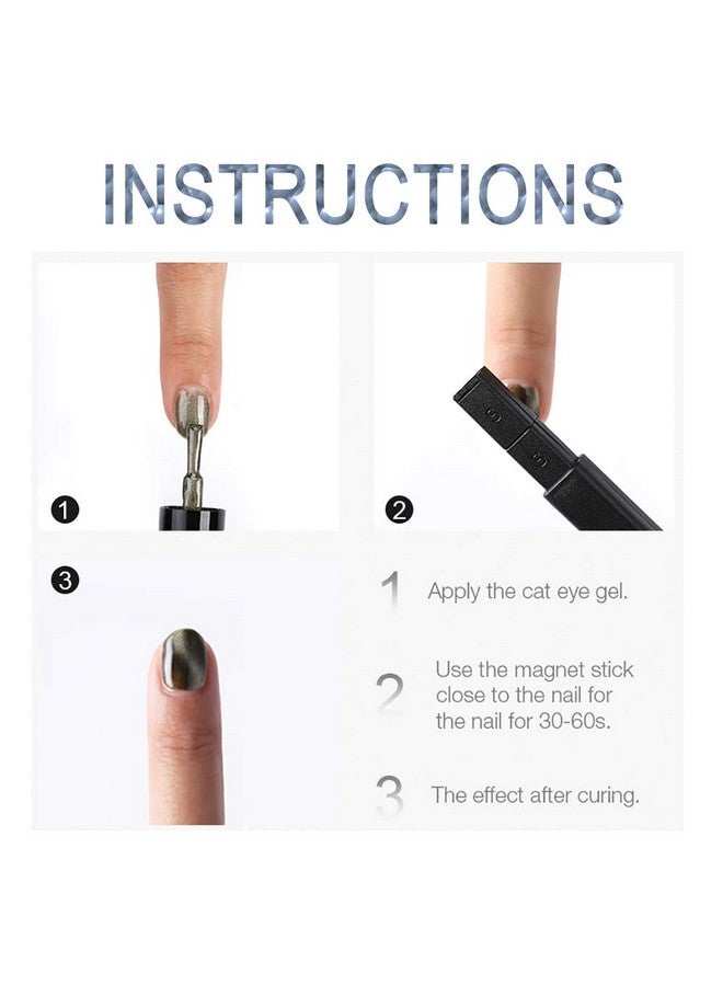 SILPECWEE 6Pcs Nail Art Magnetic Pen Set 3D Cat Eye Design Dualended Magnet Wand Gel Nail Polish Magic Manicure Diy&Salon Tools - Image 5