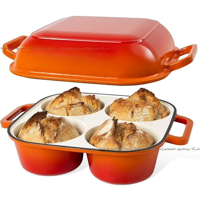 Enamel Cast Iron Dutch Oven for Bread Baking, Safe up to 500°F, Non-Stick Round  Design - Image 1