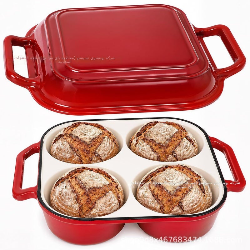 Enamel Cast Iron Dutch Oven for Bread Baking, Safe up to 500°F, Non-Stick Round  Design - Image 2