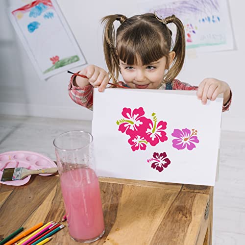 Pkqon Hibiscus Leaf Stencils Flower Paint Stencil Tropical Leaves Palm Tree Nature Floral Art Craft Drawing Stencil for Painting on Wood Rock Wall Card Making Fabric Canvas Furniture Porch Paper (Hibiscus) - Image 5