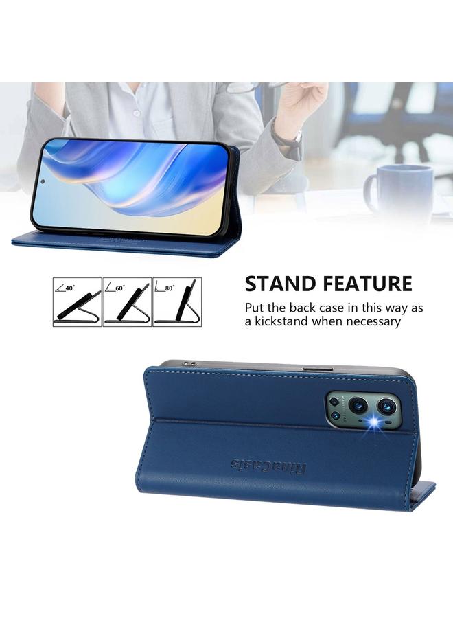 erorex Case For OnePlus 9 Pro RC01 Dual-Folded Magnetic Suction RFID Leather Phone Case - Image 4