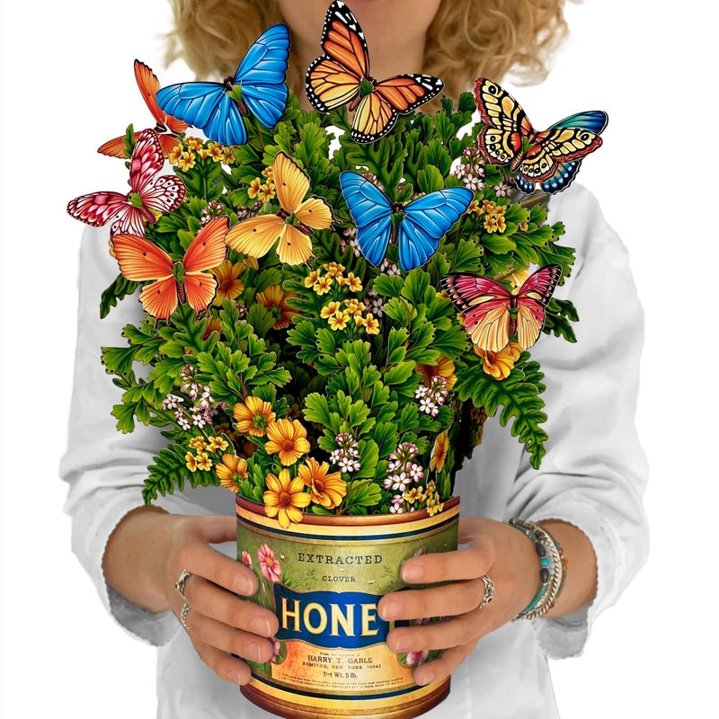 Freshcut Paper Pop Up Cards, Butterflies & Buttercups, 12 Inch Life Sized Forever Flower Bouquet 3D Popup Greeting Card, Birthday Cards, Thank You Card, Blank Notecard & Envelope - Image 1