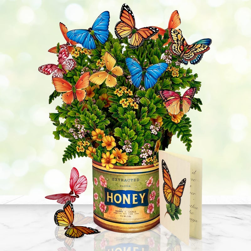 Freshcut Paper Pop Up Cards, Butterflies & Buttercups, 12 Inch Life Sized Forever Flower Bouquet 3D Popup Greeting Card, Birthday Cards, Thank You Card, Blank Notecard & Envelope - Image 2