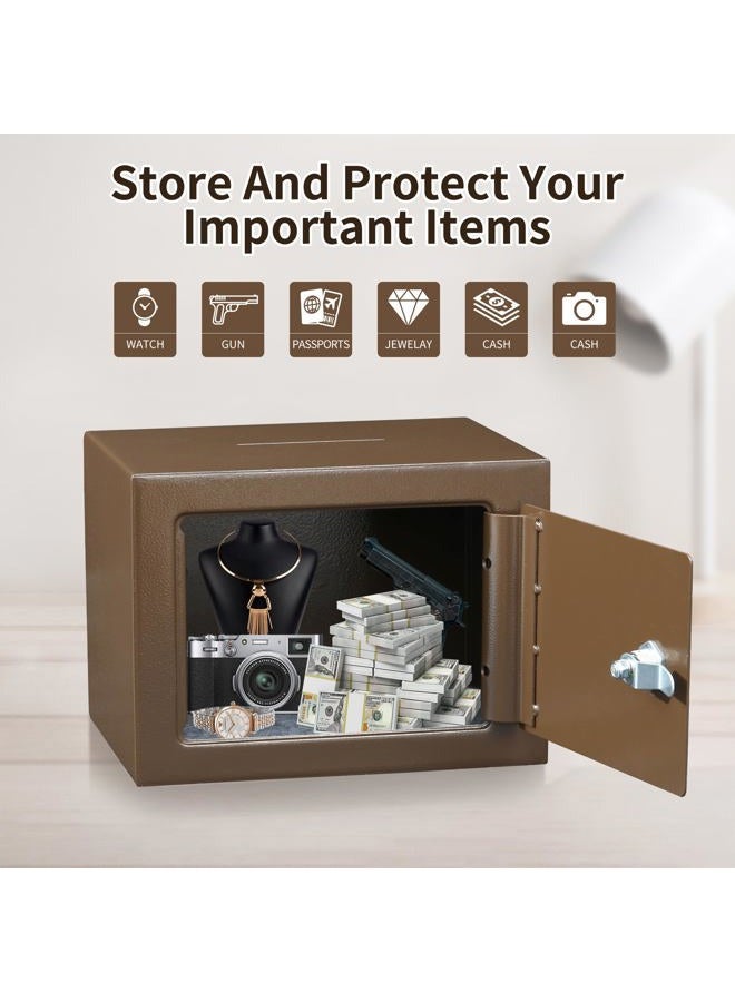 ELLAIG Small Safe Box 0.23Cuft Money Cash Safe Mini Lock Safe 9.05 x 6.7 x 6.7 inches Wall Safe Boxes for Home Office Hotel Coin Rooms Business Jewelry Gun (Pink) - Image 2