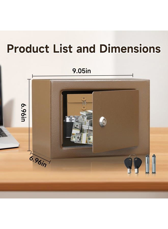 ELLAIG Small Safe Box 0.23Cuft Money Cash Safe Mini Lock Safe 9.05 x 6.7 x 6.7 inches Wall Safe Boxes for Home Office Hotel Coin Rooms Business Jewelry Gun (Pink) - Image 3