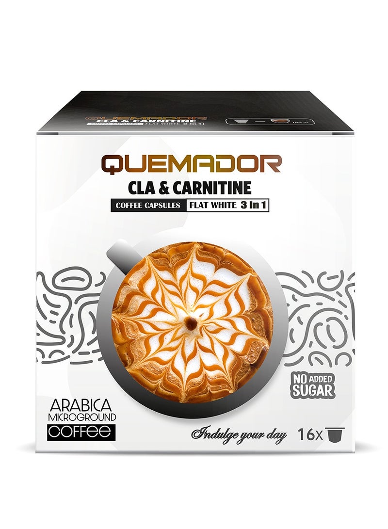 لابيرفا كبسولات قهوة لابيرفا سي إل إيه كارنيتين، 16 كبسولة - نكهة فلات وايت، مزيج أرابيكا فاخر مع دعم الطاقة - Image 1