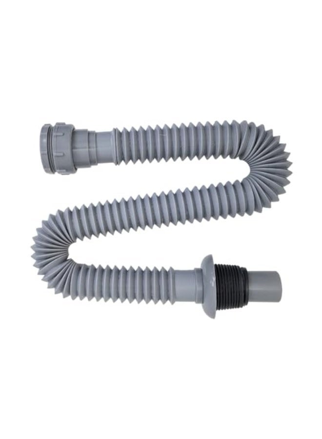 Flexible Waste Pipe for Sink/Tub - Universal Size, Corrugated Expandable Drain Hose with Threaded Nut - Durable PVC Plastic | Anti-clog Design | Gray | 1-1/4" Adapter Included (1) - Image 2