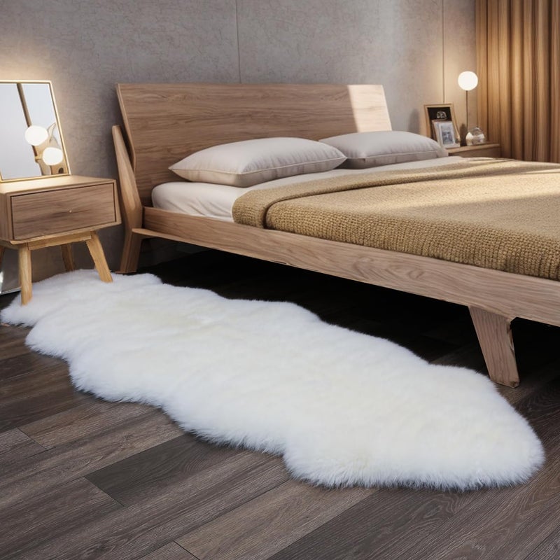 Premium Genuine Sheepskin Rug Fuzzy Fluffy Shaggy Fur Wool Area Carpet for Soft Fur Pray Pup MatBedroomLiving RoomChair Sofa Seat CoverIvory White 2 x 6