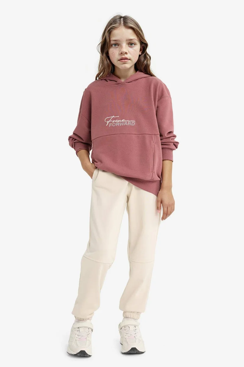 ديفاكتو Girl Oversize Fit Printed Back Hoodie