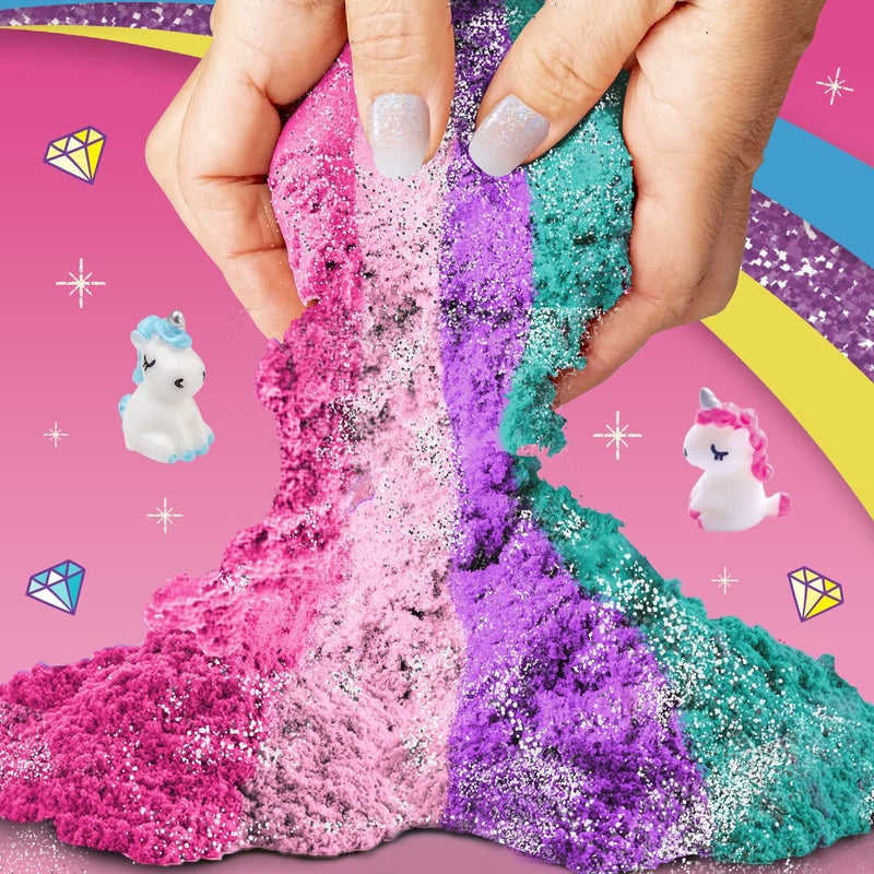 GirlZone Unicorn Sensory Bin Kingdom Sand Art Kit, 2lbs Moldable Colored Sand, 7 Tools for Kids, Rainbow Sand, Imaginative Playtime, Sensory Fun, Ideal Birthday & Holiday Gifts for Girls on Easter - Image 5