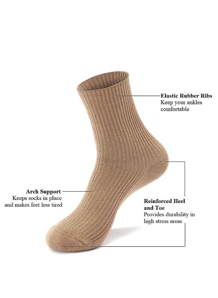 Womens Crew Socks, Neutral Colors Cotton Casual Ankle Striped Dress Socks for Women Ladies 6 Pairs - Image 3