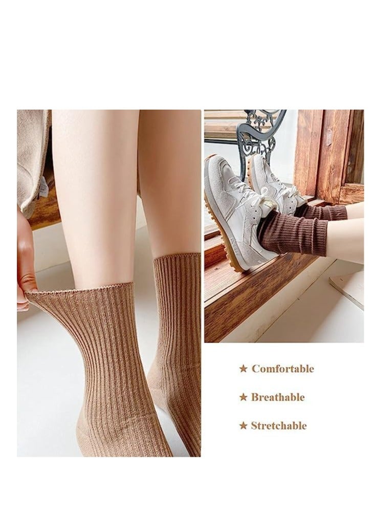 Womens Crew Socks, Neutral Colors Cotton Casual Ankle Striped Dress Socks for Women Ladies 6 Pairs - Image 4