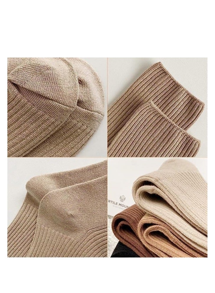 Womens Crew Socks, Neutral Colors Cotton Casual Ankle Striped Dress Socks for Women Ladies 6 Pairs - Image 5