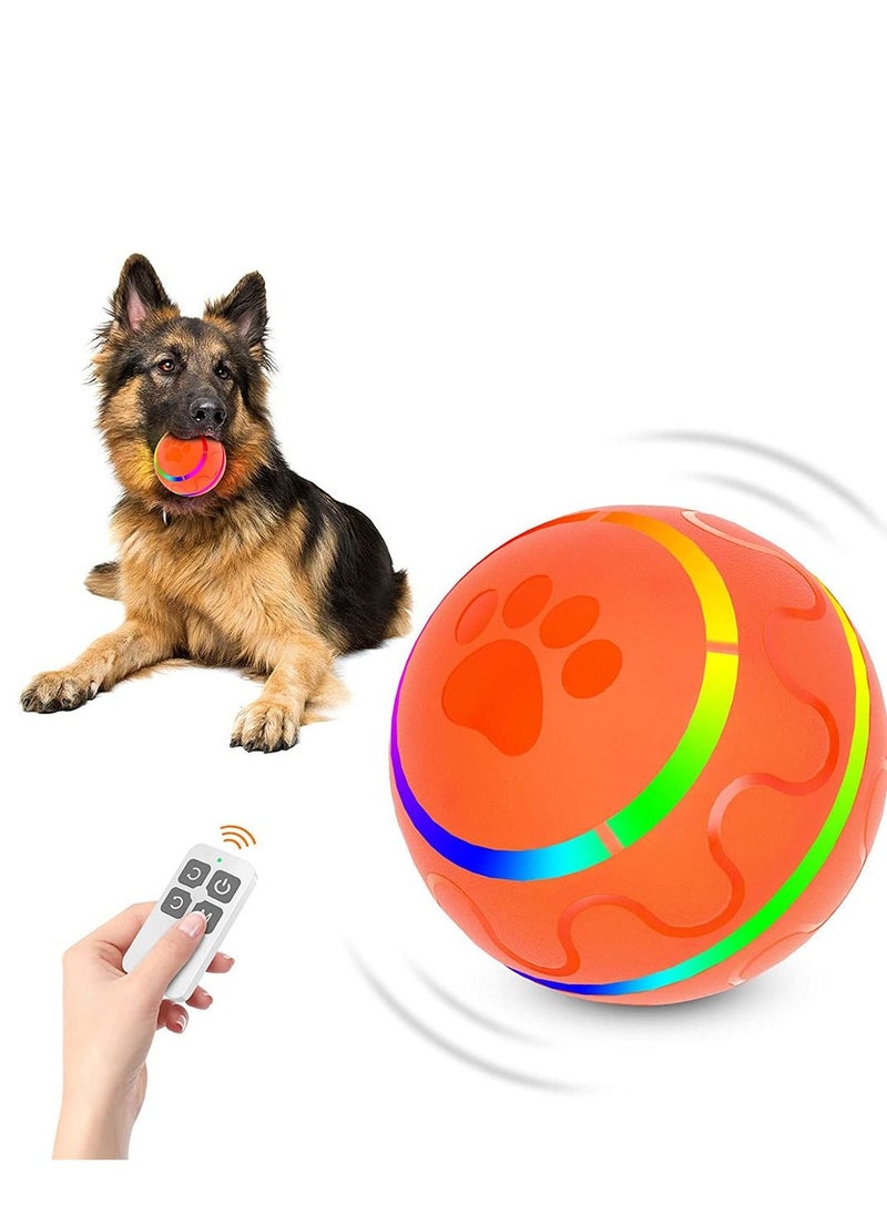 SYOSI - Dog Balls Toys Remote Control Dog Balls Interactive Dog Balls Toys Active Rolling Ball for Dogs Orange Light-Up Dog Ball USB Rechargeable Aggressive Chewers Toy - Image 1