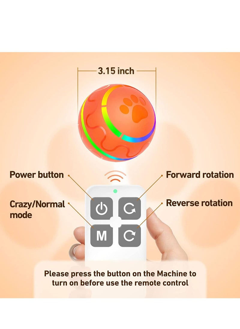 SYOSI - Dog Balls Toys Remote Control Dog Balls Interactive Dog Balls Toys Active Rolling Ball for Dogs Orange Light-Up Dog Ball USB Rechargeable Aggressive Chewers Toy - Image 1