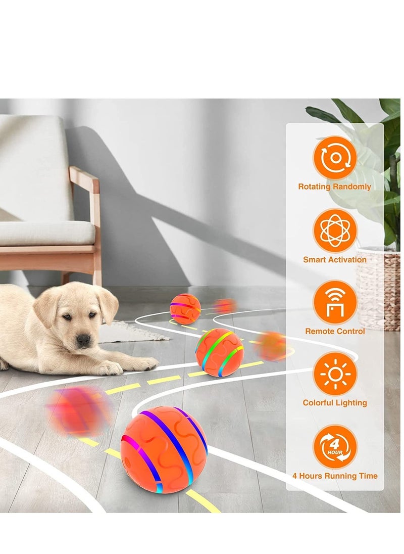 SYOSI - Dog Balls Toys Remote Control Dog Balls Interactive Dog Balls Toys Active Rolling Ball for Dogs Orange Light-Up Dog Ball USB Rechargeable Aggressive Chewers Toy - Image 1