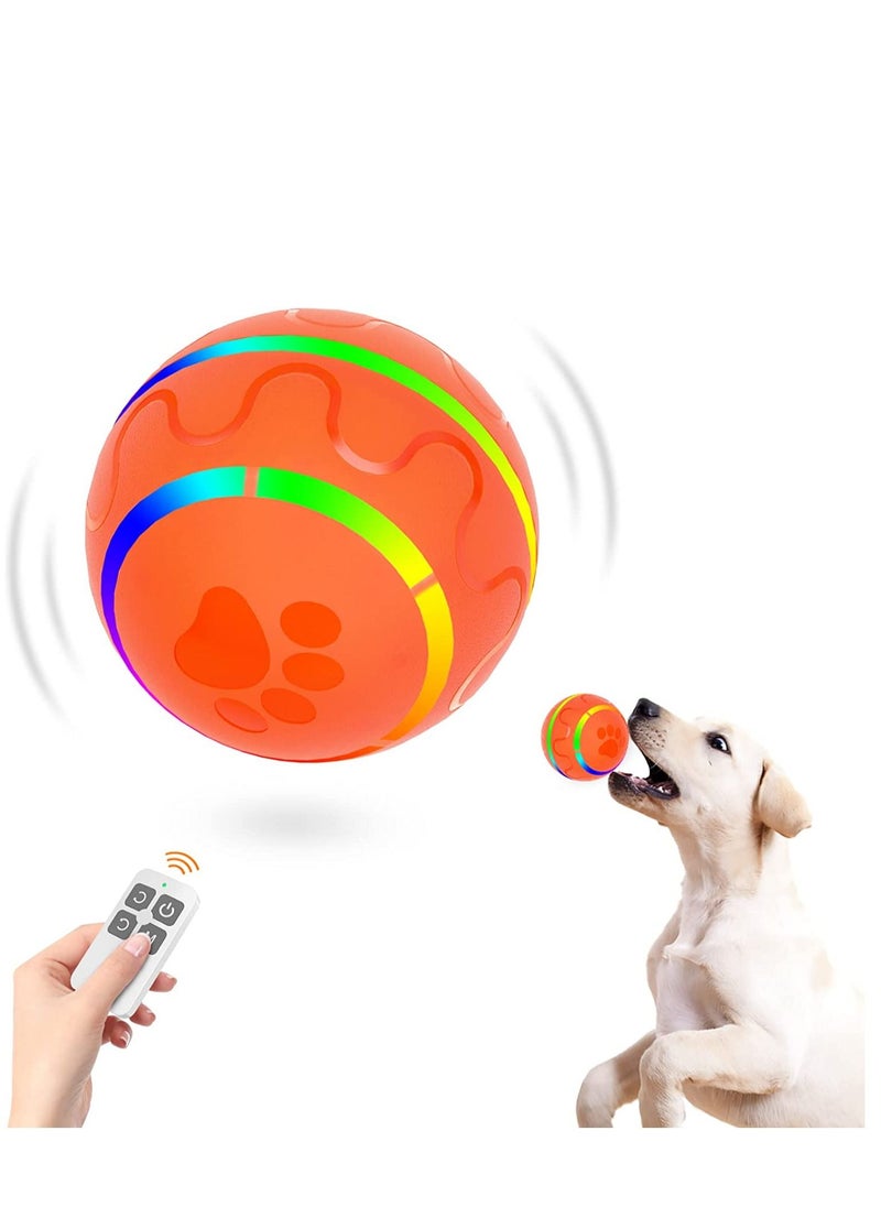 SYOSI - Dog Balls Toys Remote Control Dog Balls Interactive Dog Balls Toys Active Rolling Ball for Dogs Orange Light-Up Dog Ball USB Rechargeable Aggressive Chewers Toy - Image 1