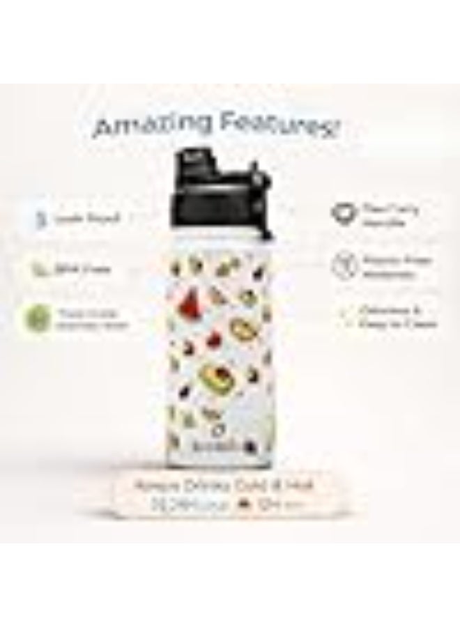 Speedex Tutty Fruty 500 Kids Vacuum Insulated Stainless Steel Water Bottle 450 ML | Double Wall Hot & Cold Sipper (Straw + Direct Sip) | Leakproof BPA Free School Water Bottle for Boys & Girls - Image 3