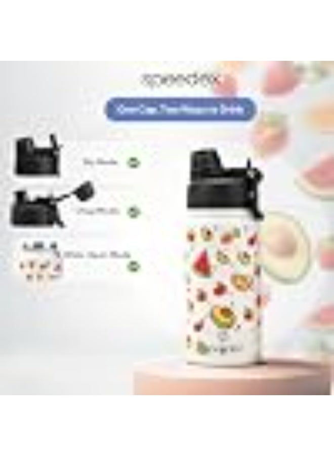 Speedex Tutty Fruty 500 Kids Vacuum Insulated Stainless Steel Water Bottle 450 ML | Double Wall Hot & Cold Sipper (Straw + Direct Sip) | Leakproof BPA Free School Water Bottle for Boys & Girls - Image 2