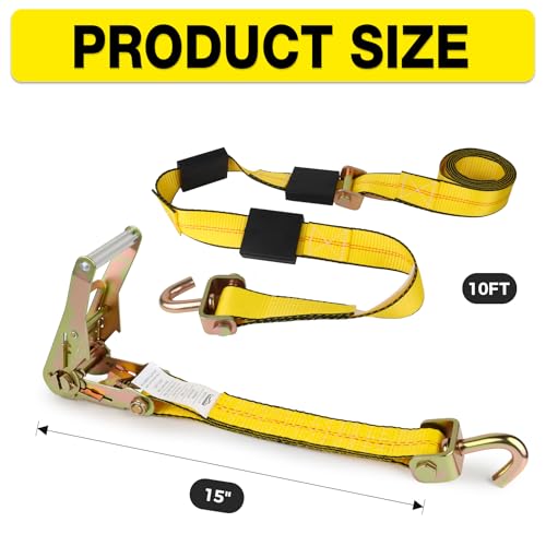 Autofonder Car Hauler Straps Heavy Duty 10,000 lbs Break Strength-3-Point Tire Tie Down Straps for Trailers,Over The Wheel Tie Downs with Rubber Cleats for SUV,Truck,ATV,UTV - Image 3
