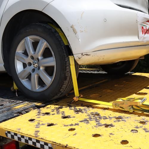 Autofonder Car Hauler Straps Heavy Duty 10,000 lbs Break Strength-3-Point Tire Tie Down Straps for Trailers,Over The Wheel Tie Downs with Rubber Cleats for SUV,Truck,ATV,UTV - Image 2