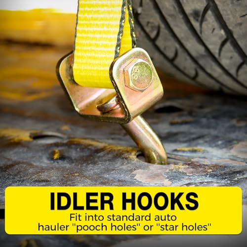 Autofonder Car Hauler Straps Heavy Duty 10,000 lbs Break Strength-3-Point Tire Tie Down Straps for Trailers,Over The Wheel Tie Downs with Rubber Cleats for SUV,Truck,ATV,UTV - Image 5