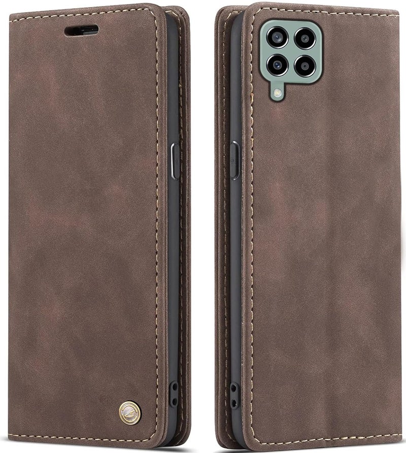 ClickCase غطاء ClickCase لهاتف سامسونج جالاكسي M53 5G من سلسلة جلد الأغنام الاصطناعي، غطاء محفظة قابل للطي مع قاعدة مائلة وإغلاق مغناطيسي، غطاء رفيع وخفيف لهاتف سامسونج جالاكسي M53 5G (بني قهوة) - Image 1