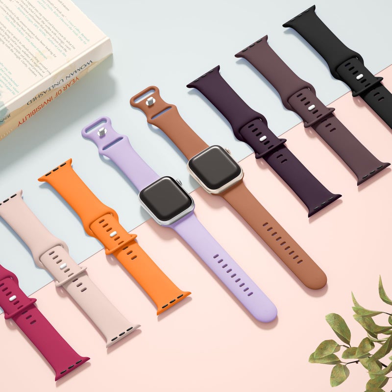 SuperNaNa Sport Silicone Band Compatible with Apple Watch Bands 40mm 38mm 41mm 44mm 45mm 42mm 49mm Women Men,Soft Wristband Waterproof Replacement Sport Strap for iWatch Bands Series 9 8 7 6 5 4 3 2 1 SE Ultra - Image 3