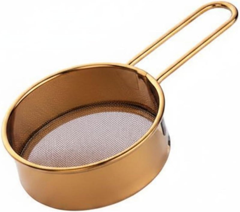 Stainless Steel Flour Sifter Compact Handheld Flour Sifter Rust Resistant Chocolate Powder Sieve for Cooking, Array, Gold - Image 1