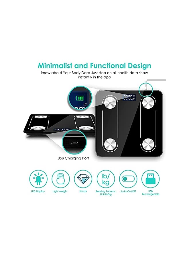 PROMASS Weight Scale With Bluetooth, Wireless Scale for Body Weight, Body Composition Analyzer with Smartphone App for 14 Key Body Indicators(BMI/Weight/Body Fat/Resting Heart Rate) - Image 4