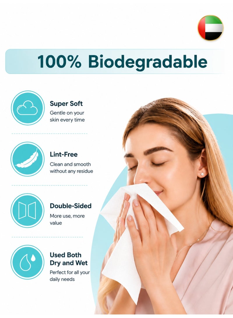 Eworld Thickened Disposable Face Towels – Ultra Soft Biodegradable Facial Cleansing Tissues for Sensitive Skin – Eco Friendly Vegan & Cruelty Free Cotton Wipes – Gentle Makeup Remover & Skincare Towels – Reusable Alternative Hygienic Travel Beauty Cleaning Towel (50 Count) - Image 5