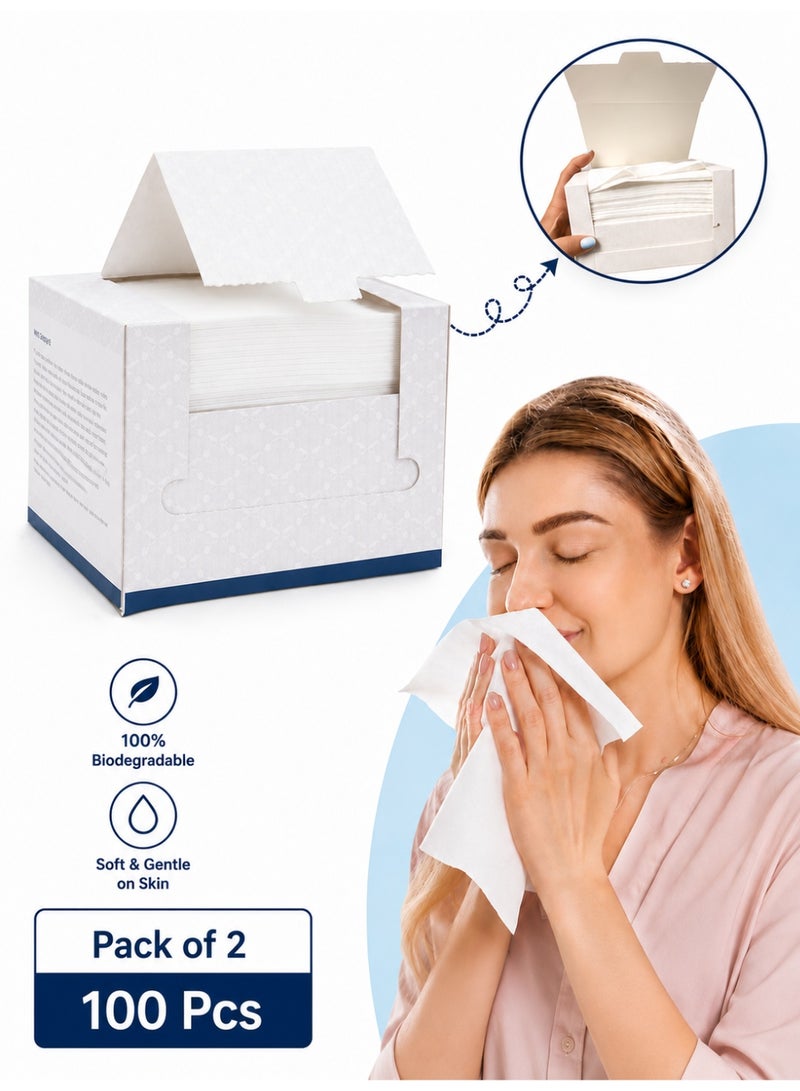 Eworld Thickened Disposable Face Towels – Ultra Soft Biodegradable Facial Cleansing Tissues for Sensitive Skin – Eco Friendly Vegan & Cruelty Free Cotton Wipes – Gentle Makeup Remover & Skincare Towels – Reusable Alternative Hygienic Travel Beauty Cleaning Towel (50 Count) - Image 1