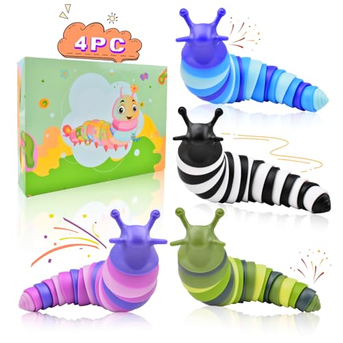 Cevioce Easter Basket Stuffers for Kids Toddlers 4Pcs Party Favors Fidget Toys Slugs for Students Classroom Prizes Goodie Bag Stuffers for Kids 35 Easter Gifts for Boys Girls A - Image 1