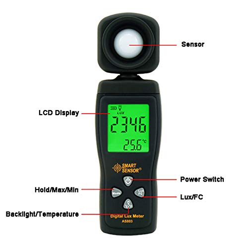 SMART SENSOR Lux Light Meter for Photography Grow Plants Led Photometer Lighting Intensity Brightness Measurement Pocket Digital Photo Illuminance Sensor  - Image 2