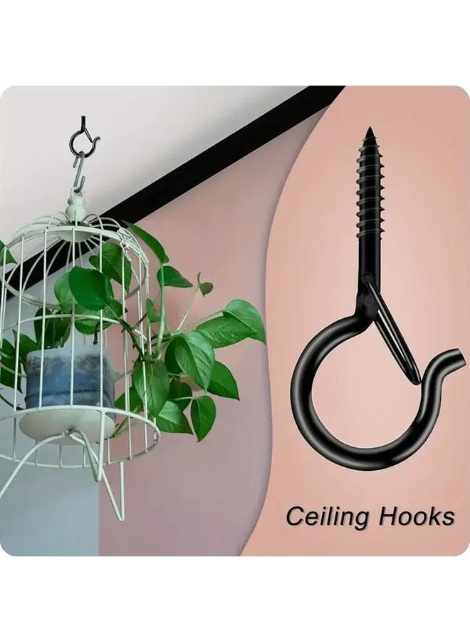 36 Pcs Outdoor Hooks With Q Type Sleeve Black Metal Screw Hook For Garden Hanging - Image 4