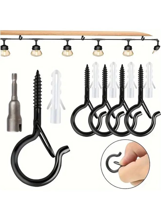 36 Pcs Outdoor Hooks With Q Type Sleeve Black Metal Screw Hook For Garden Hanging - Image 2