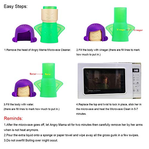 Aivwis Angry Mama Microwave Oven Steam Cleaner, Angry Mom Microwave Cleaner, Just Add Vinegar and Water, Cut Cleaning Time by Half (Green) - Image 5