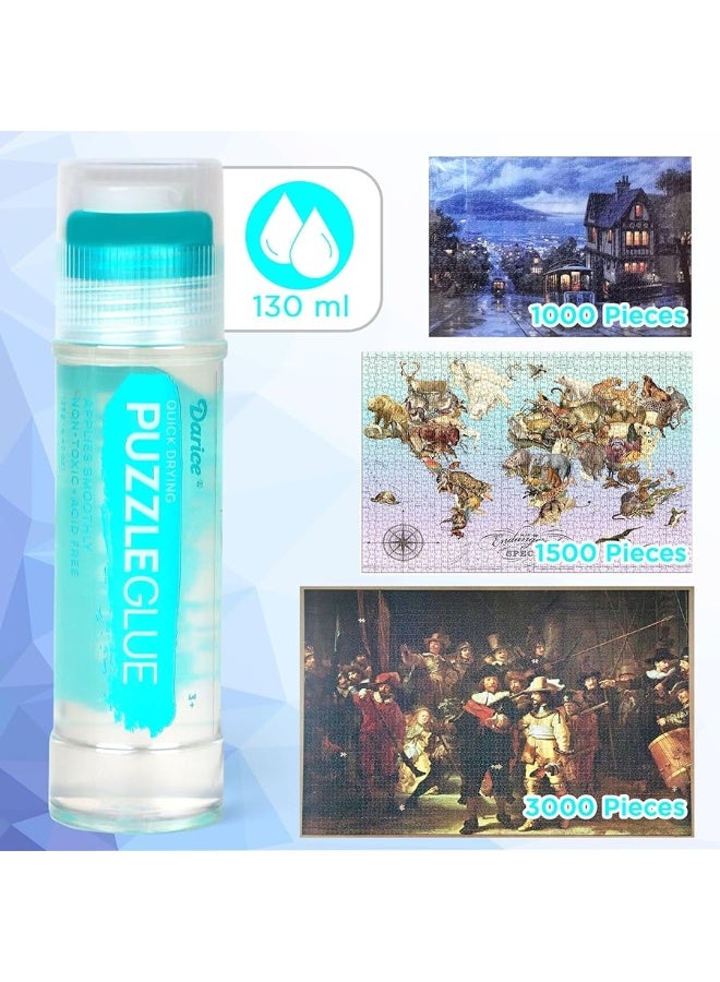 Darice Jigsaw Puzzle Glue Clear EasyOn Applicator Head QuickDrying Pack of 2 NonToxic Jigsaw Puzzle Saver Glue for 100015003000 Piece Puzzles  130ml X2 Bottle - Image 3