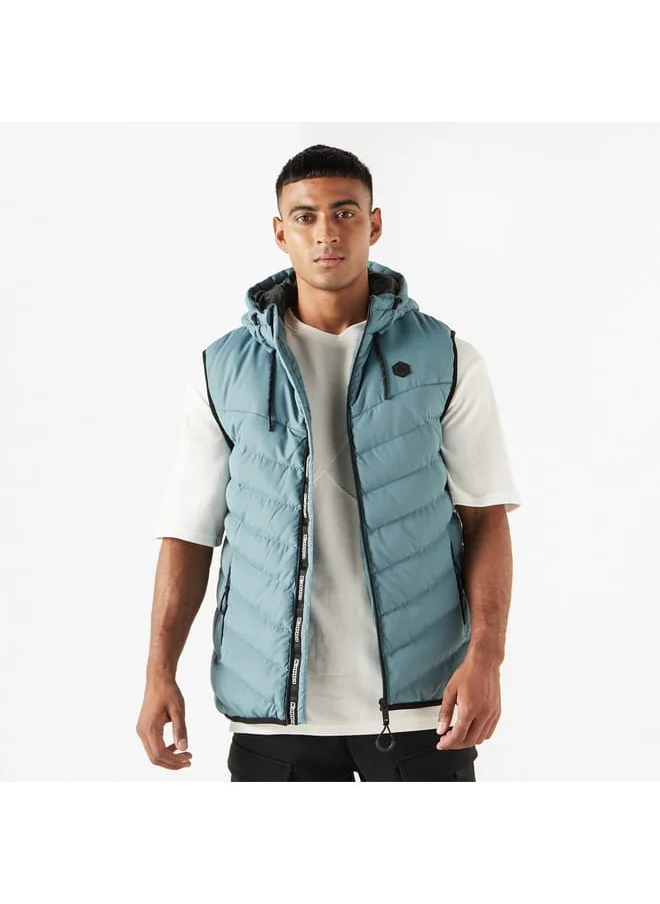 كابا Kappa Quilted Sleeveless Zip Through Jacket with Hood and Pockets