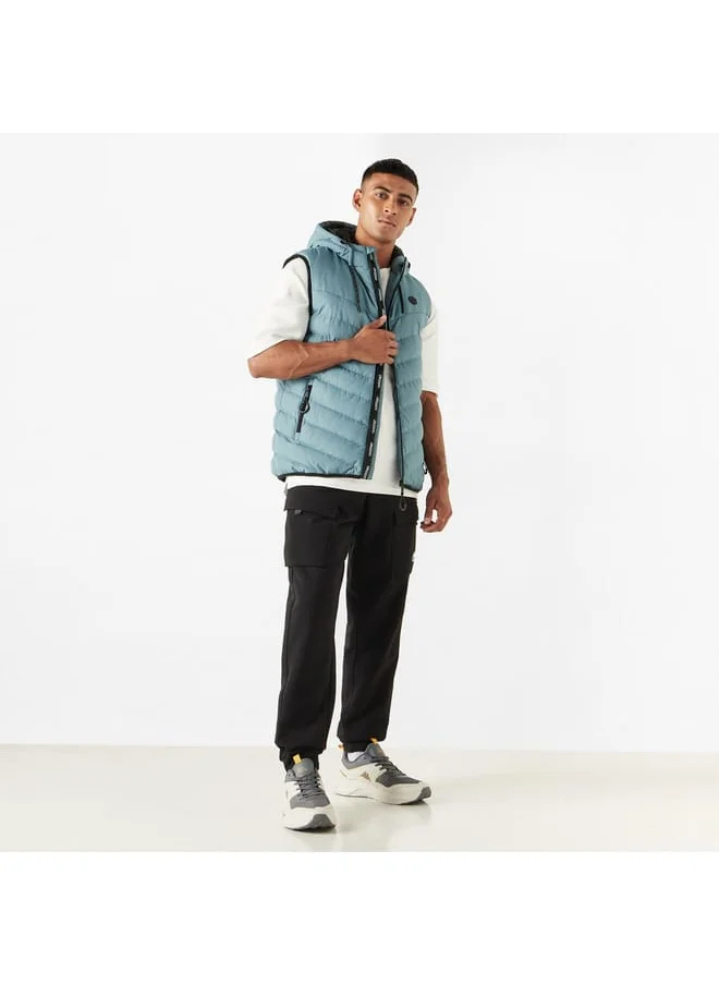 كابا Kappa Quilted Sleeveless Zip Through Jacket with Hood and Pockets