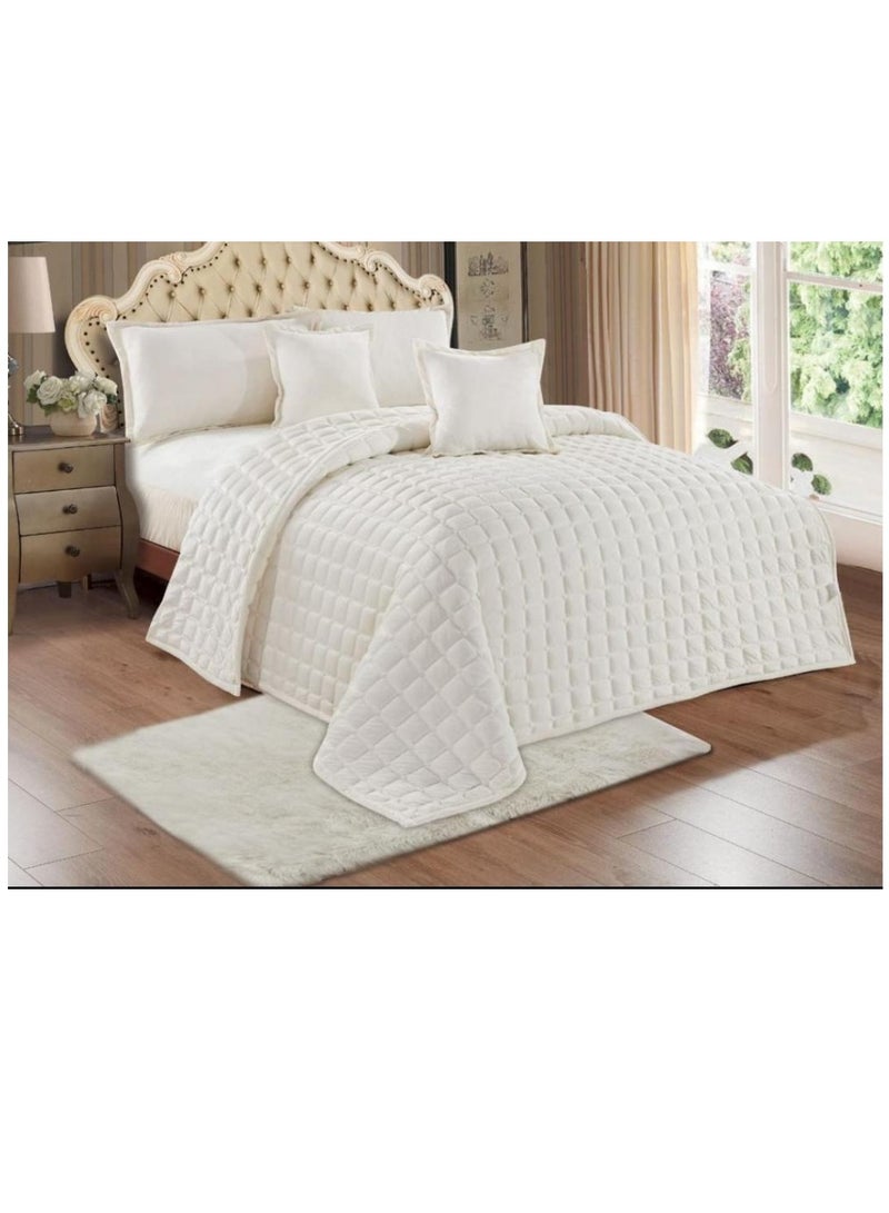 مون مفرش سرير نفر مضغوط – طقم مفارش 4 قطع لحاف مايكروفايبر ( 1 لحاف + 1 غطاء سرير مطاطي + 2 أغطية وسائد ديكورية ) يناسب سرير مقاس ‎120×200 سم‎ - Image 5