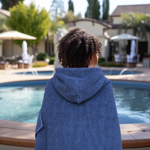 ORIGINAL KIDS Hooded Bath Towel Wrap - Ultra Soft 100% Cotton Terry Large Oversized Hooded Kids Towel - Toddler Big Kid Shower Pool Beach Towel - Absorbent Quick Dry Easy Care - 30 x 54 - Blue - Image 5