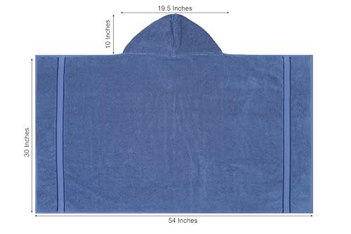 ORIGINAL KIDS Hooded Bath Towel Wrap - Ultra Soft 100% Cotton Terry Large Oversized Hooded Kids Towel - Toddler Big Kid Shower Pool Beach Towel - Absorbent Quick Dry Easy Care - 30 x 54 - Blue - Image 3